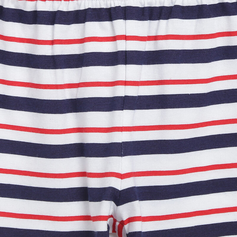 Girls Red Striped 2 Pc Set T-shirt with Short Trouser image number 5